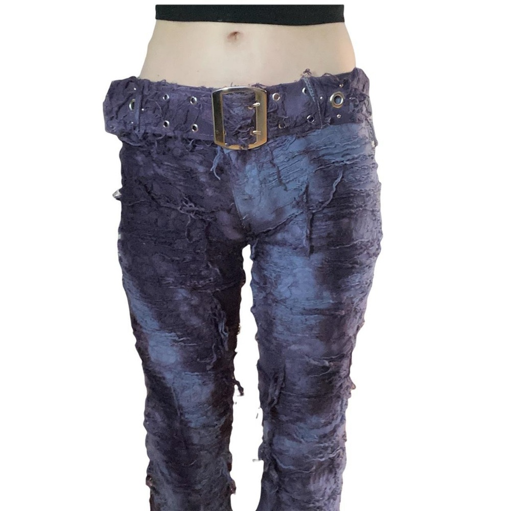 Distressed Purple Pants with Belt